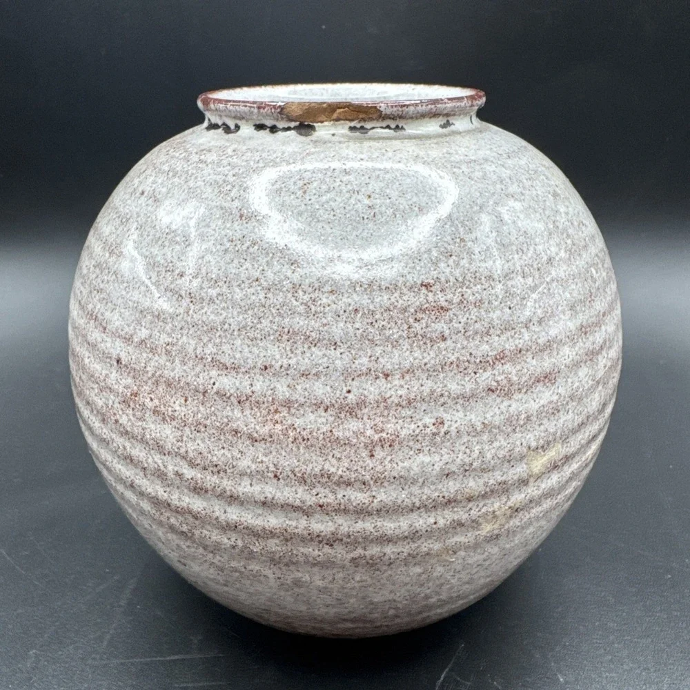 Westraven Art Pottery Vase Ribbed Gray Rust 913 Holland Midcentury Modern‎ Vtg
